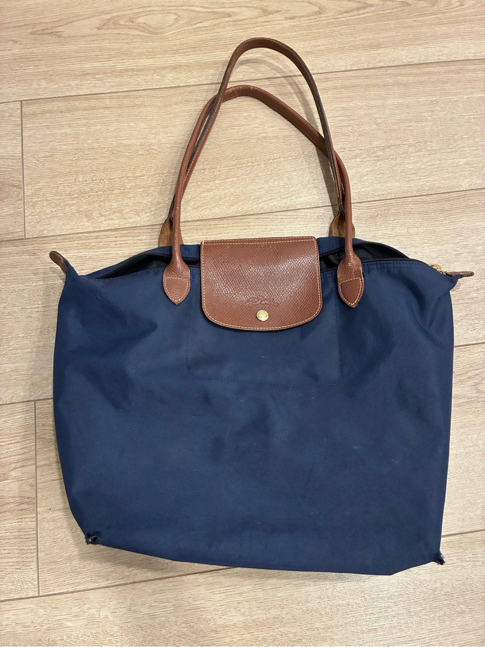 Longchamp Le Pliage Original Large Tote Bag Navy Blue Recycled Canvas *READ